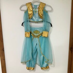 Gillian's Closet Princess Jasmine Costume Girls Size 4 Blue Gold Sequin 2pc Set